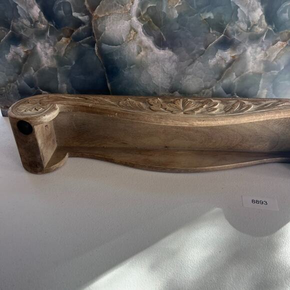 Hand-Carved Distressed Wood Candle Holder Tea Light Fits 5 Candles - Picture 15 of 15